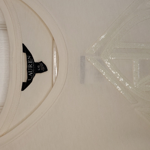 Ralph Lauren ♥️NWT♥️ Size L Winter Cream Long Sleeve T-shirt material top!♥️♥️♥️ - Picture 3 of 14